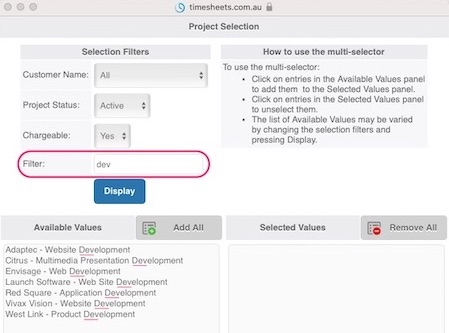 Multi-Select Search Filter Field